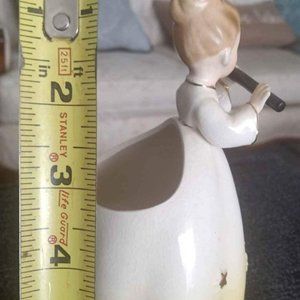 Vintage Inarco Planter, Girl Playing a Flute and Wearing a Yellow Dress